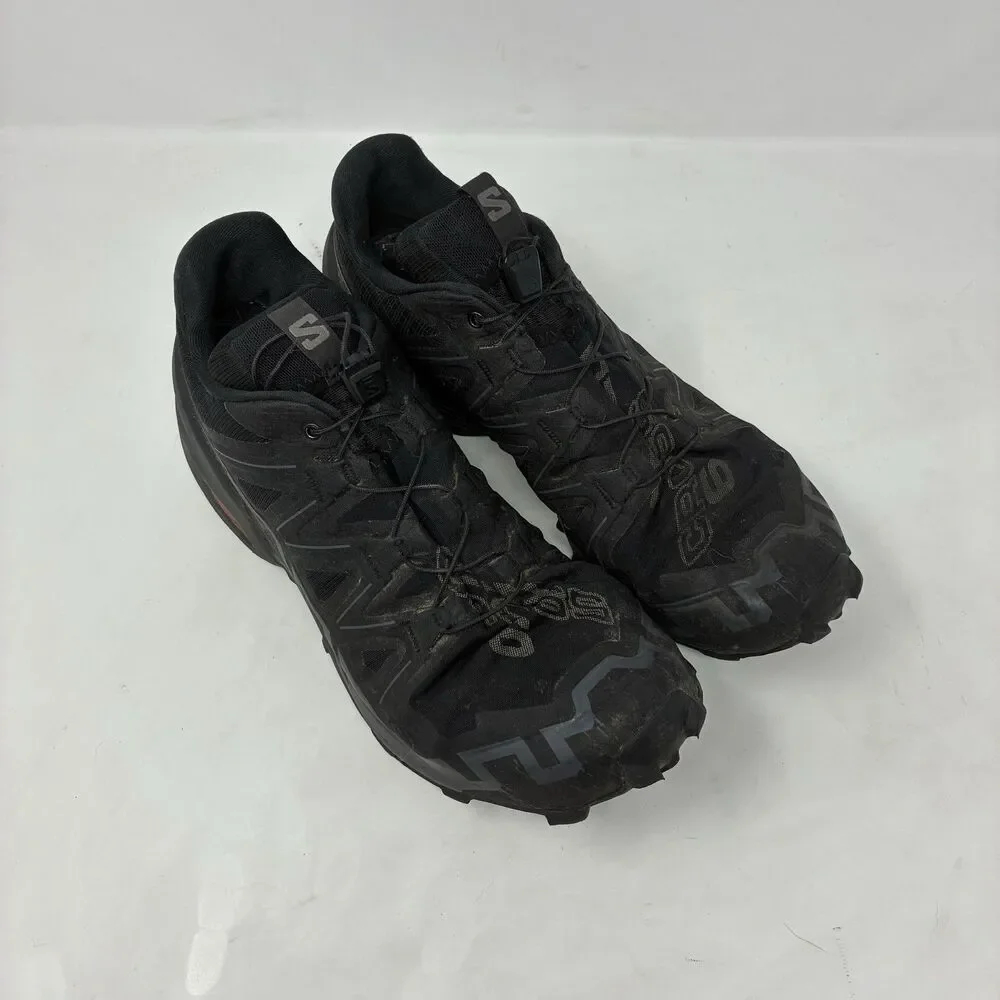 Salomon Speedcross 6 Black Phantom Mens Size 9.5 Trail Running Shoes Sneakers
